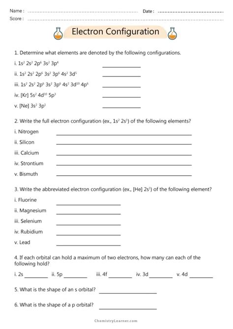 Electron Configuration Worksheet .